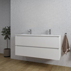 adema chaci badkamermeubelset 120x46x57cm 2 ovale keramische wasbakken wit 2 kraangaten 2 lades mat wit sw721287