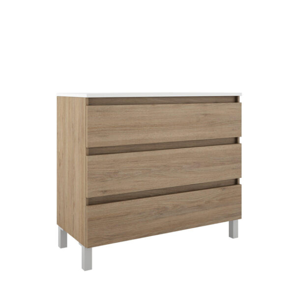 Adema Chaci PLUS Wastafelonderkast - 100x86x46cm - 3 lades - Geintegreerde greep - MFC - kaneel (hout) BOX_100_Canela