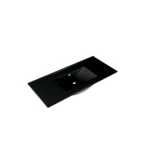 Adema Night meubelwastafel 101x2x46cm met overloop 1 wasbak 0 kraangaten Keramiek Mat Zwart 2100E Matt Black