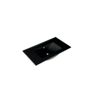 adema night meubelwastafel 81x2x46cm met overloop 1 wasbak 0 kraangaten keramiek mat zwart sw773931