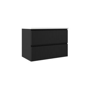 Adema Prime Blend Wastafelonderkast - 80x55x45.9cm - 2 lades - geintegreerde greep - MDF - mat zwart ARES_80_Matt Black