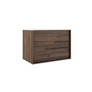 Adema Prime Essential Wastafelonderkast - 79.5x55x45.5cm - 2 lades - Standaard greep - MDF - noten (hout) AQUA_80_Valenti