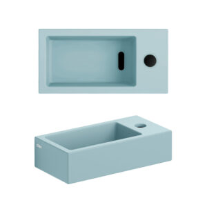 clou flush 3 fontein 36x18cm met kraangat rechts mat blauw keramiek sw795720