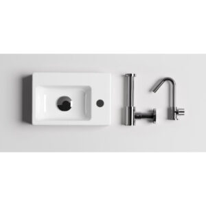 Clou InBe fonteinset 36x24.5x9cm nr2 inclusief kraan plug en sifon keramiek Wit IB/03.03098