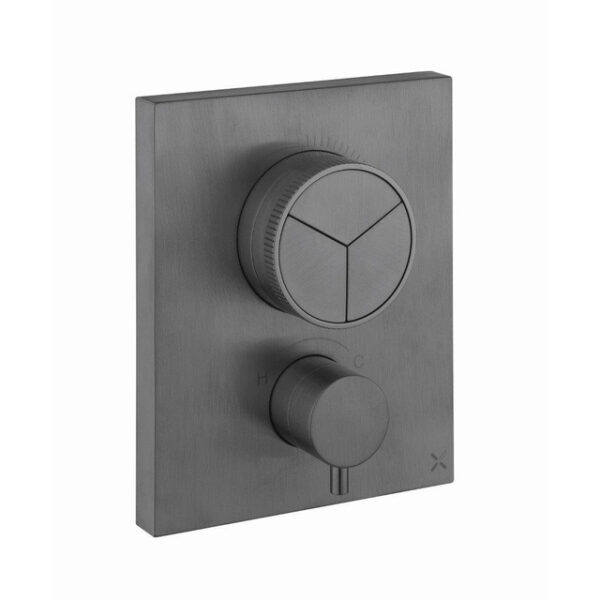 crosswater crossbox douchekraan thermostatisch geschikt voor 3 functies push slate gunmetal sw927994