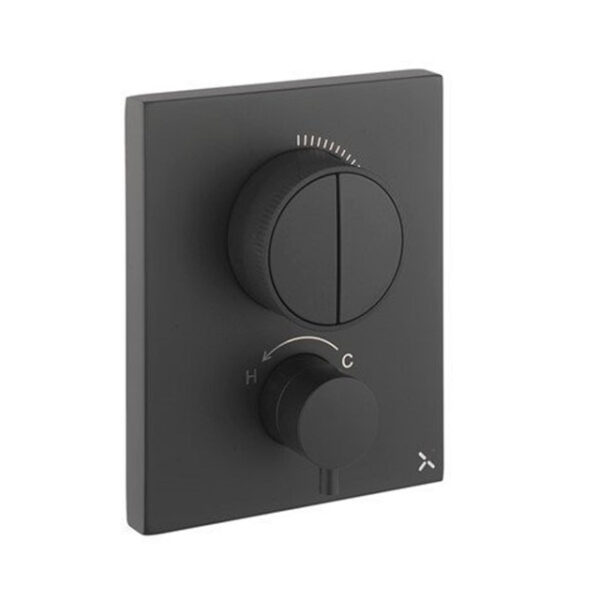 crosswater crossbox inbouw douchekraan thermostatisch 2 functies inclusief inbouwdeel zwart mat sw815955