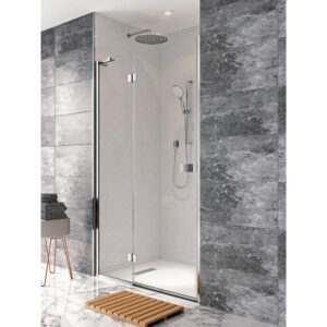 Crosswater Design New draaideur met vast paneel 120x195cm zilver profiel helder glas DHDSC1200+