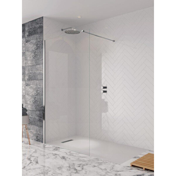 Crosswater Design New inloopdouche met muurprofiel 60x195cm zilver profiel helder glas DSPSC0600+