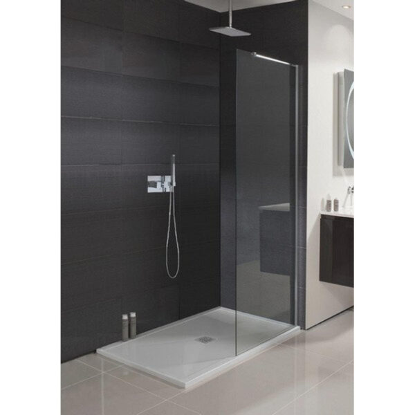 Crosswater Design New zijwand met muurprofiel 100x195cm zilver profiel helder glas DSPSC1000+