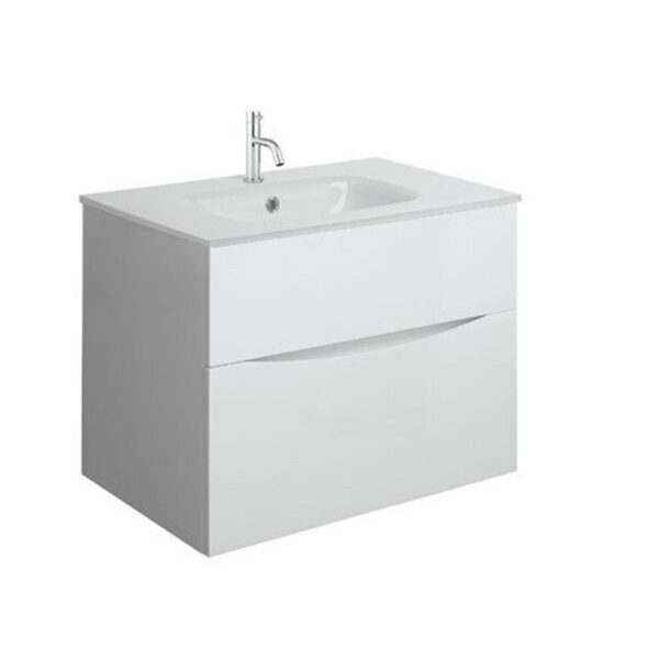 crosswater glide ii badkamermeubelset 70x45x52cm 2 lades greeploos softclose glans wit kraangat wit sw892056