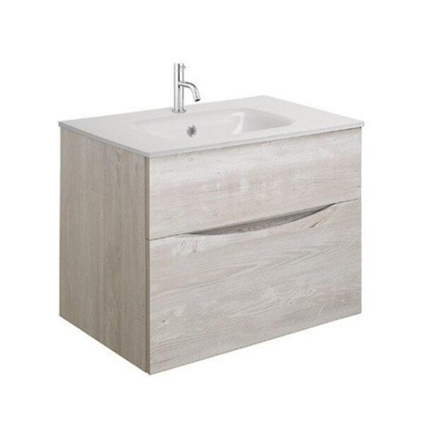 crosswater glide ii badkamermeubelset 70x45x52cm 2 lades greeploos softclose nordic oak kraangat wit sw892059