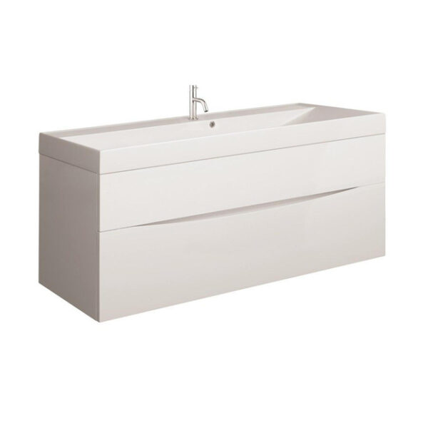 Crosswater Glide II Badmeubelset - 100x45x52cm - 2 lades - greeploos - wastafel ice white - 1 kraangat - glans wit SW487212 sw487216