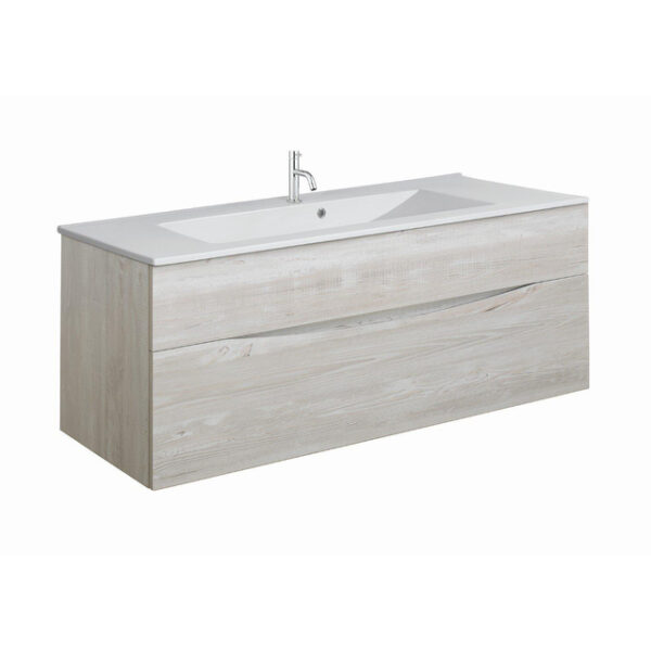 Crosswater Glide II Badmeubelset - 100x45x52cm - 2 lades - greeploos - wastafel ice white - 1 kraangat - nordic oak SW876205 sw487216