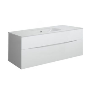 Crosswater Glide II Badmeubelset - 100x45x52cm - 2 lades - greeploos - wastafel ice white - glans wit SW487212 SW487193