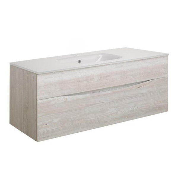 crosswater glide ii badmeubelset 100x45x52cm 2 lades greeploos wastafel ice white nordic oak sw877002