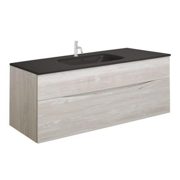 Crosswater Glide II Badmeubelset - 100x45x52cm - 2 lades - greeploos - wastafel midnight black - kraangat - nordic oak SW876205 SW670227