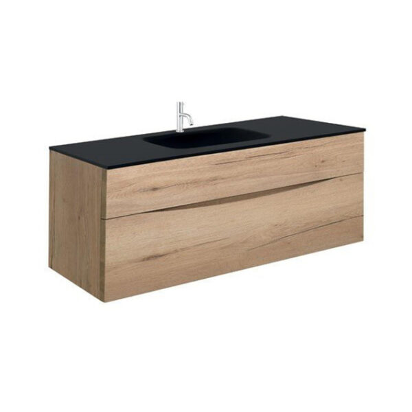 crosswater glide ii badmeubelset 100x45x52cm 2 lades greeploos wastafel midnight black kraangat windsor oak sw876711