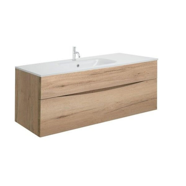 Crosswater Glide II Badmeubelset - 100x45x52cm - 2 lades - greeploos - wastafell ice white - 1 kraangat - windsor oak SW487192 sw487216