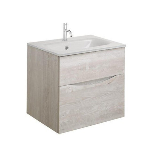 crosswater glide ii badmeubelset 50x45x52cm 2 lades greeploos wastafel wit kraangat ordic oak sw877008