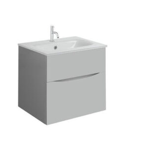 Crosswater Glide II Badmeubelset - 50x45x52cm - 2 lades - greeploos -wastafel wit - kraangat - storm grey SW487199 SW487189