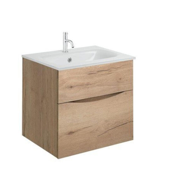 crosswater glide ii badmeubelset 50x45x52cm 2 lades greeploos wastafel wit kraangat windsor oak sw877004