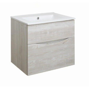 crosswater glide ii badmeubelset 60x45x52cm 2 lades greeploos nordic oak wastafel ice white sw890284