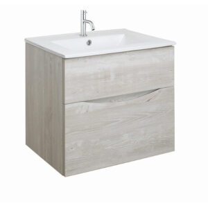 crosswater glide ii badmeubelset 60x45x52cm 2 lades greeploos nordic oak wastafel kraangat ice white sw890276