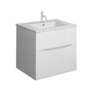 crosswater glide ii wastafelonderkast 50x45x52cm 2 lades greeploos glans wit sw487225