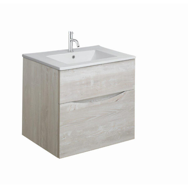 crosswater glide ii wastafelonderkast 50x45x52cm 2 lades greeploos nordic oak sw876202