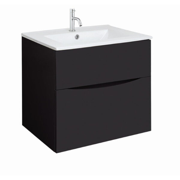 crosswater glide ii wastafelonderkast 60x45x52cm 2 lades greeploos black matt sw876164