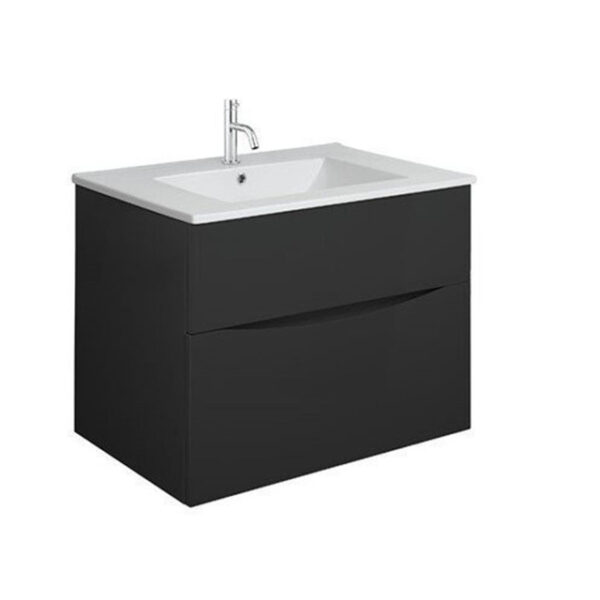 Crosswater Glide II Wastafelonderkast - 70x45x52cm - 2 lades - greeploos - softclose - mat zwart GL7000DBM+