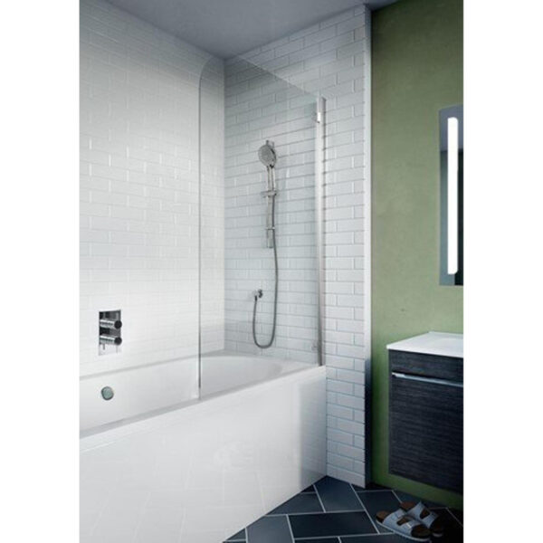 Crosswater Kai badwand 70x138cm 1 wand 6mm helder veiligheidsglas draaibaar aluminium zilver KLBSSC0650