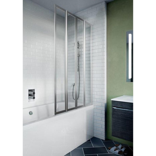 Crosswater Kai badwand 82x150.2cm 4 vouwwanden links 4mm helder veiligheidsglas aluminium zilver KLFBSSC0800L