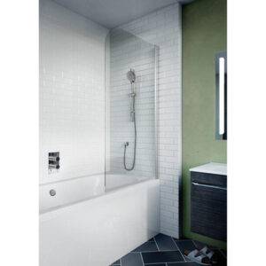 Crosswater Kai badwand 90x138cm 1 wand 6mm helder veiligheidsglas draaibaar aluminium zilver KLBSSC0900