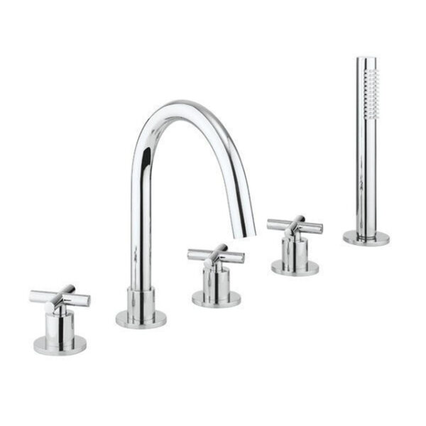 Crosswater MPRO Crosshead badrandkraan 5 gats met handdouche chroom PRC450DC