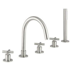 crosswater mpro crosshead badrandkraan 5 gats met handdouche rvs geborsteld sw648401