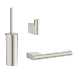 Crosswater MPRO toiletset - toiletborstelhouder - handdoekhaak - wcrolhouder - geborsteld RVS SW916826 / SW916827 / SW916825