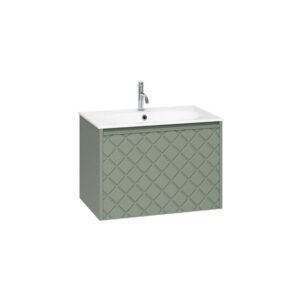 Crosswater Vergo Badkamermeubelset - 69.8x47.6x45.5cm - 1 cast mineral marble wasbak wit - 1 lade - sage green SW876320 SW876183