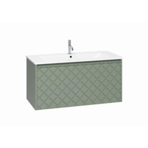 crosswater vergo badkamermeubelset 99.8x47.6x45.5cm 1 keramische wasbak 1 kraangat 1 lade sage green sw892780