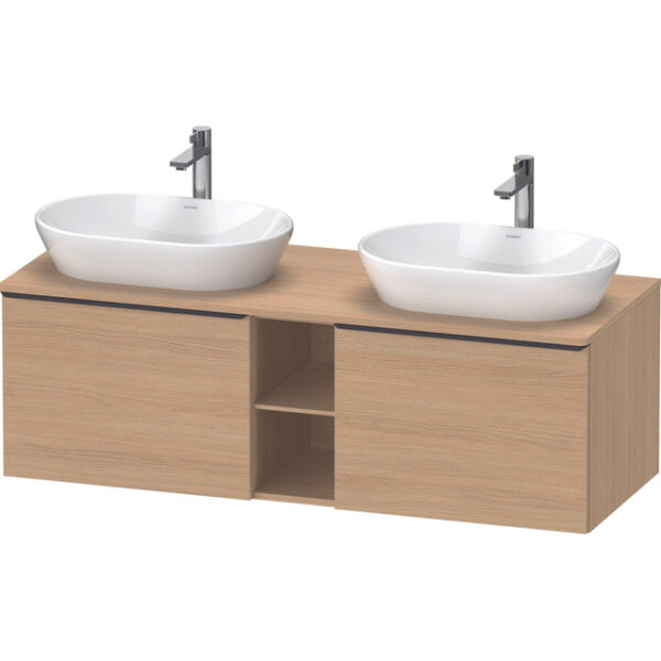 Duravit D-Neo badkamermeubelset 140x55cm 2 lades met 2 waskommen keramiek Natuur eiken Mat DE4950B3030