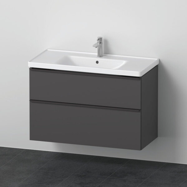 duravit d neo meubelset m. wastafelonderbouwkast m. 2 laden m. softclose 100x20x48cm incl. wastafel grafiet mat sw642051