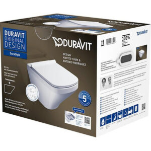 Duravit DuraStyle wandclosetset diepspoel spoelrandloos 37x54cm met softclose closetzitting Wondergliss wit 45510900A11