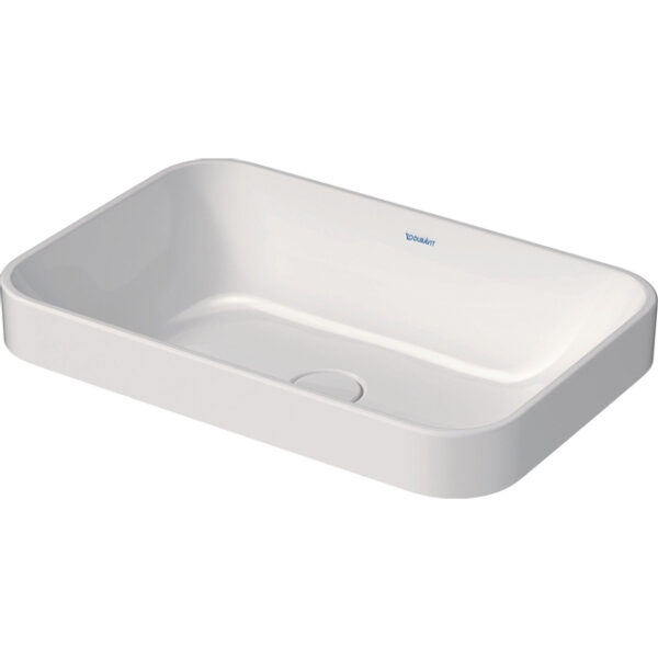 Duravit HappyD 2 Plus waskom rechthoekig zonder kraangat zonder overloop 60x40cm met keramische afdekkap wit 2359600000