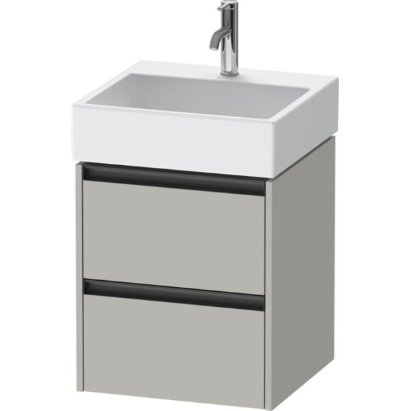 Duravit Ketho 2 wastafelonderbouwkast - 2 laden - 48.4x46x54.9cm - grepen antraciet - betongrijs mat K25274007070000