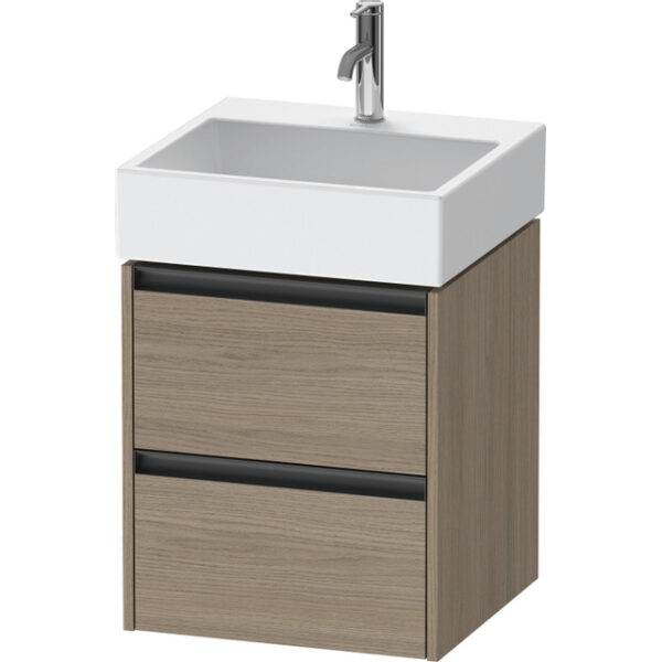 Duravit Ketho 2 wastafelonderbouwkast - 2 laden - 48.4x46x54.9cm - grepen antraciet - eiken terra mat K25274035350000