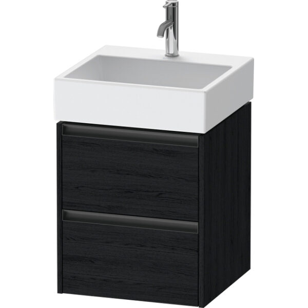 Duravit Ketho 2 wastafelonderbouwkast - 2 laden - 48.4x46x54.9cm - grepen antraciet - eiken zwart mat K25274016160000