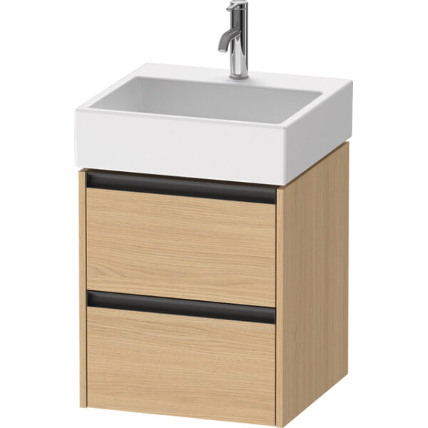 Duravit Ketho 2 wastafelonderbouwkast - 2 laden - 48.4x46x54.9cm - grepen antraciet - natuur eiken mat K25274030300000