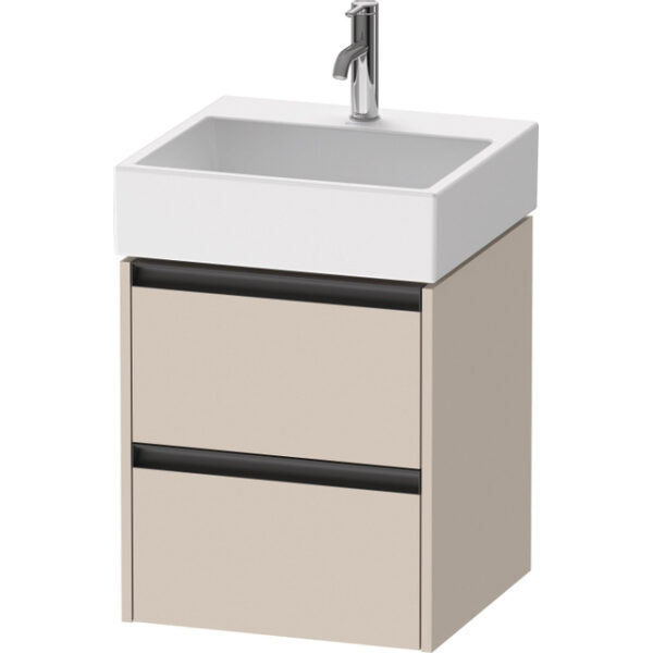 Duravit Ketho 2 wastafelonderbouwkast - 2 laden - 48.4x46x54.9cm - grepen antraciet - taupe mat K25274091910000