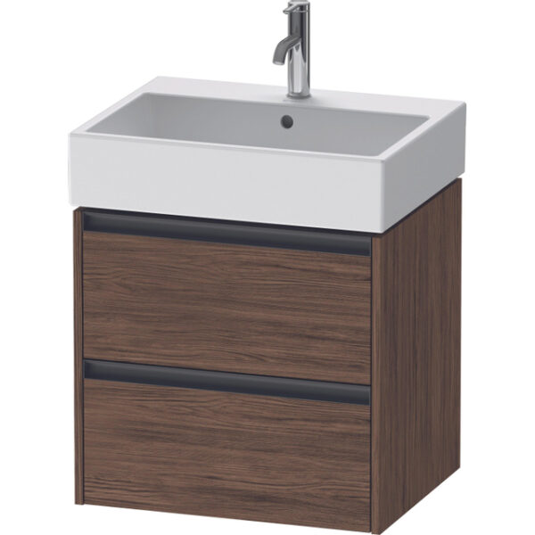 duravit ketho 2 wastafelonderbouwkast 2 laden 58.4x46x54.9cm grepen antraciet donker noten mat sw772743