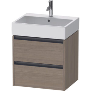 duravit ketho 2 wastafelonderbouwkast 2 laden 58.4x46x54.9cm grepen antraciet eiken terra mat sw773053